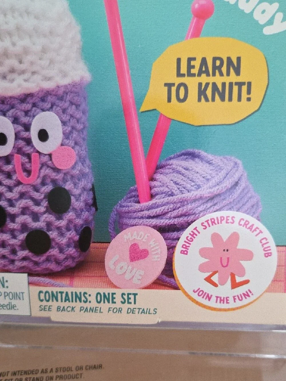 Purple Snack Knit Kit - Boba Buddy, Learn To Knit, NIB